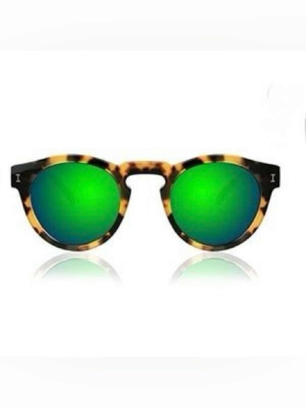 Illesteva Tortoiseshell Sunglasses w/Green Mirrored Lenses w/leather case